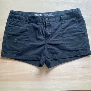 Mossimo- Womens Mid Rise Shorts, Size 12, Black, Distressed